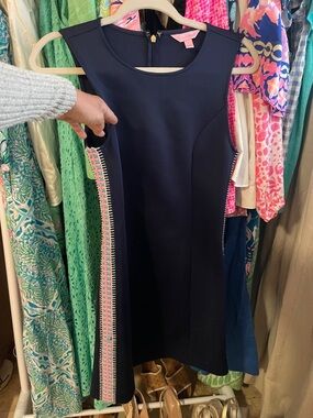 Lilly Pulitzer Scuba Material Dress with Pink & Aqua Side Trim